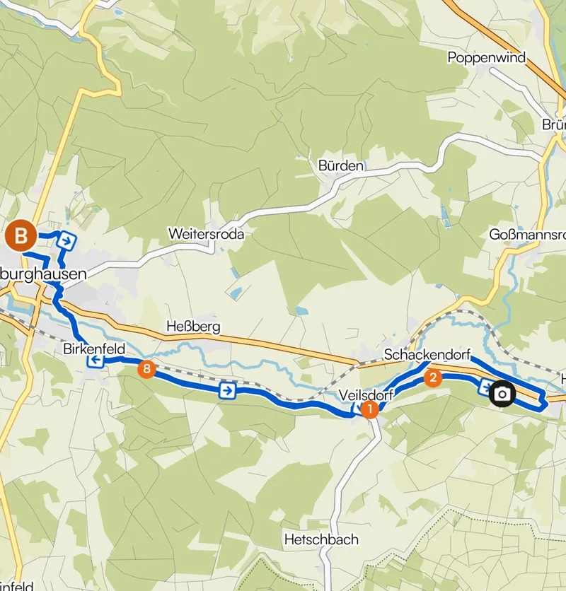 Tourverlauf: Hildburghausen - Harras und zurück